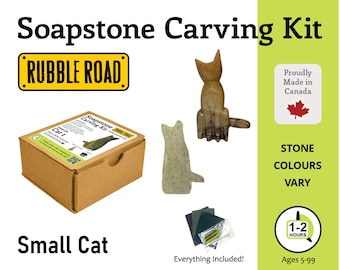 Cat Soapstone Carving Kit - SMALL- Kids and Adults Craft Kit - Carving Activity Arts and Crafts DIY