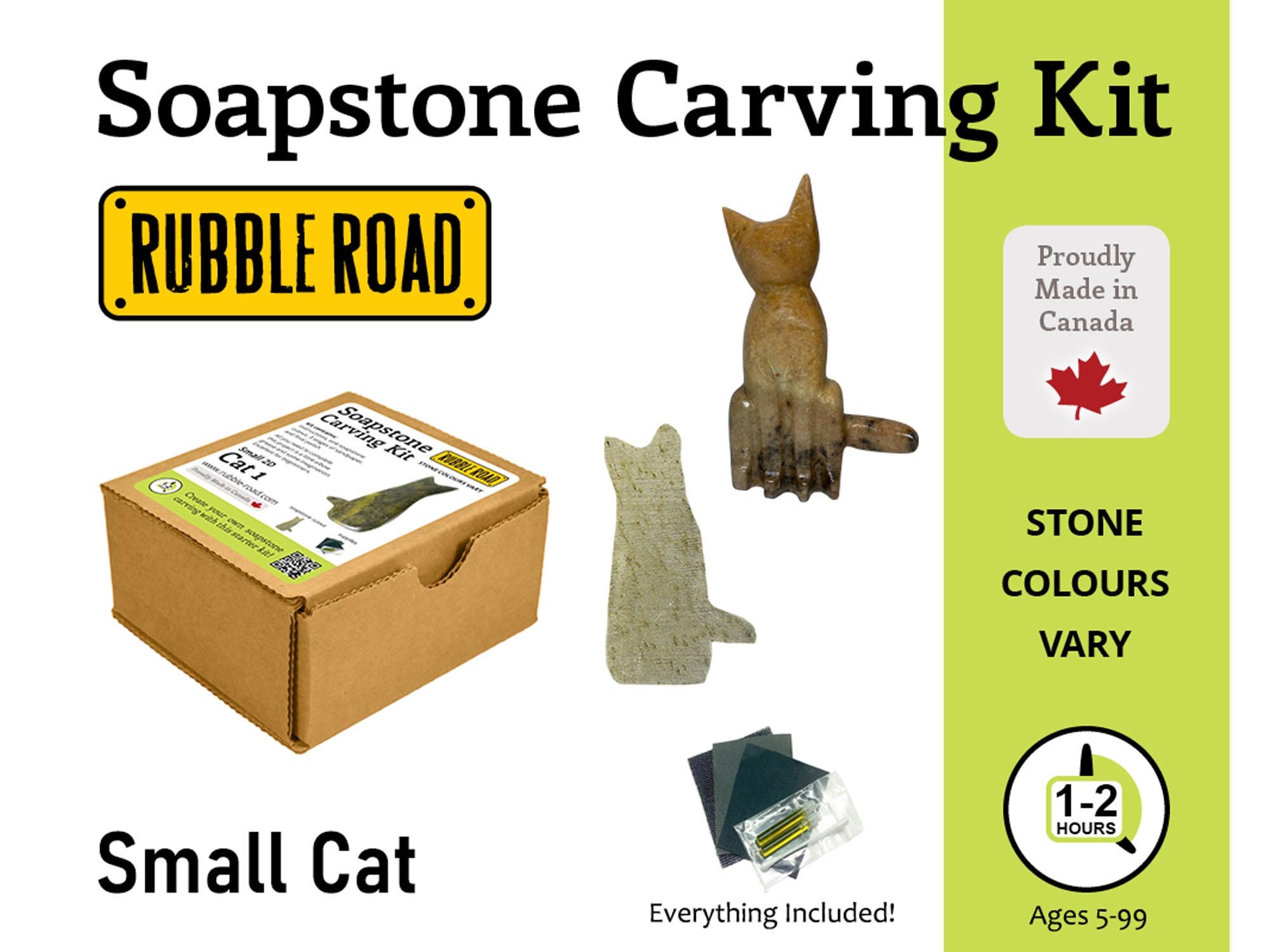 Soapstone Carving Kit - Bear + Cat 