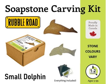 Dolphin Soapstone Carving Kit - SMALL- Kids and Adult Craft Kit - Carving Activity Arts and Crafts DIY
