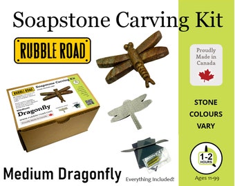 Dragonfly Soapstone Carving Kit - Medium- Kids and Adult Craft Kit - Carving Activity Arts and Crafts DIY