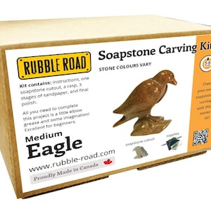 Eagle Soapstone Carving Kit -Stone Carving DIY- Kids and Adult Crafting Kit- Animal Shape  Medium