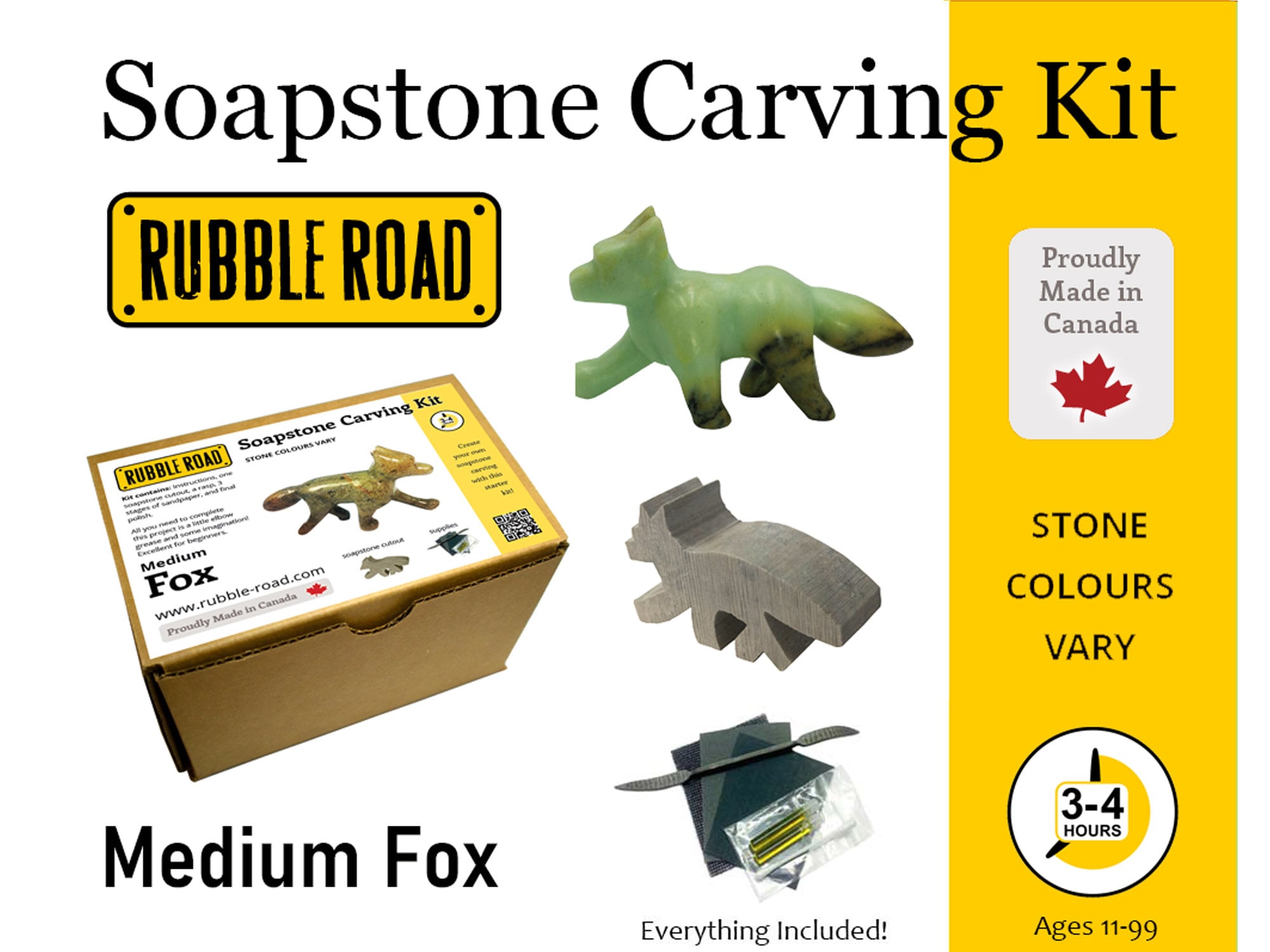 Fox Soapstone Carving Kit MEDIUM Kids and Adult Craft Kit Carving Activity  Arts and Crafts DIY 
