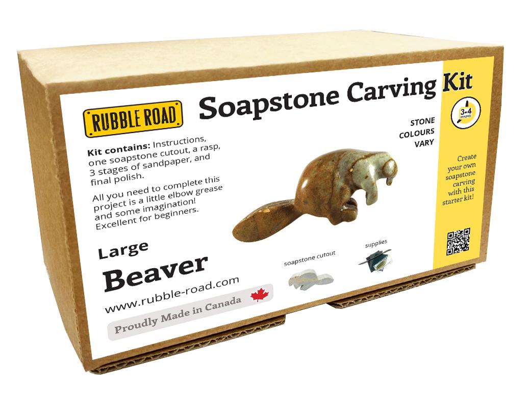 Beaver Soapstone Kit - Large- Kids Craft Kit - Carving Activity Arts and Crafts DIY