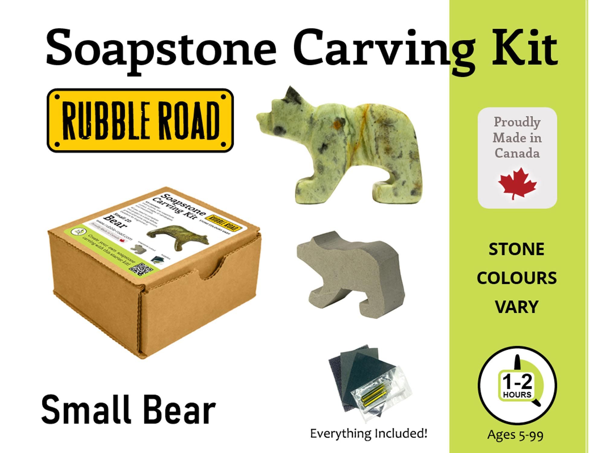 Bear Soapstone Carving Kit Stone Carving DIY Kids and Adult Crafting Kit  Animal Shape Small 