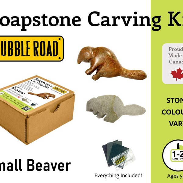 Beaver Sculpture Soapstone Kit - Small- Kids and Adult Craft Kit - Carving Activity Arts and Crafts DIY