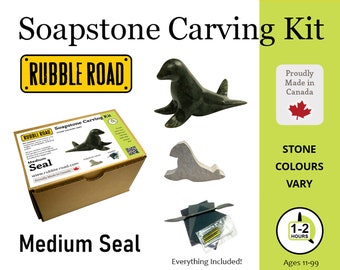 Seal Soapstone Carving Kit - Medium- Kids and Adult Craft Kit - Carving Activity Arts and Crafts DIY