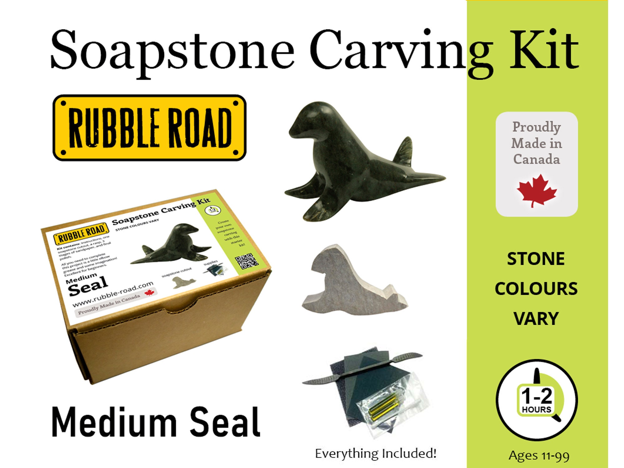 Seal Soapstone Carving Kit Medium Kids and Adult Craft Kit Carving