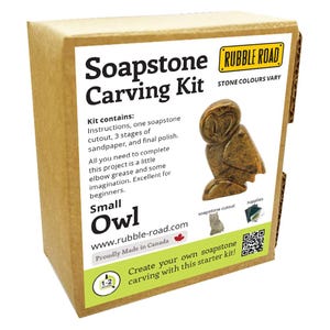 Owl Soapstone Carving Kit - Small- Kids and Adult Craft Kit - Carving Activity Arts and Crafts DIY