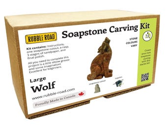 Wolf Soapstone Carving Kit: Kids Arts & Crafts DIY - Made in Canada
