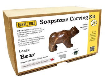 Bear Soapstone Carving Kit - LARGE- Kids Craft Kit - Carving Activity Arts and Crafts DIY