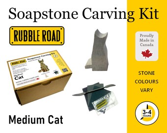 Cat Soapstone Carving Kit - Medium- Kids Craft Kit - Carving Activity Arts and Crafts DIY