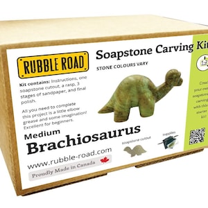 Brachiosaurus Soapstone Carving Kit - Medium- Kids and Adult Craft Kit - Carving Activity Arts and Crafts DIY