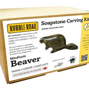 Beaver Soapstone Carving Kit - Stone Carving DIY- Kids and Adult Crafting Kit- Animal Shape Medium