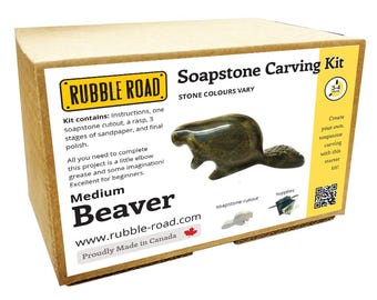 Beaver Soapstone Carving Kit: DIY Crafting, Kids & Adults