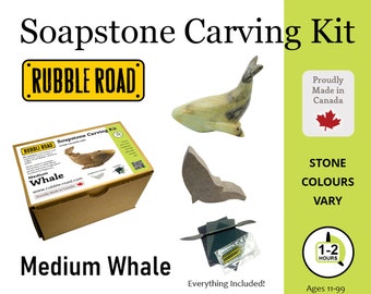 Whale Soapstone Carving Kit -Stone Carving DIY- Kids and Adult Crafting Kit- Animal Shape  Medium