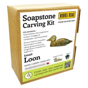 Loon Soapstone Carving Kit - SMALL- Kids and Adult Craft Kit - Carving Activity Arts and Crafts DIY