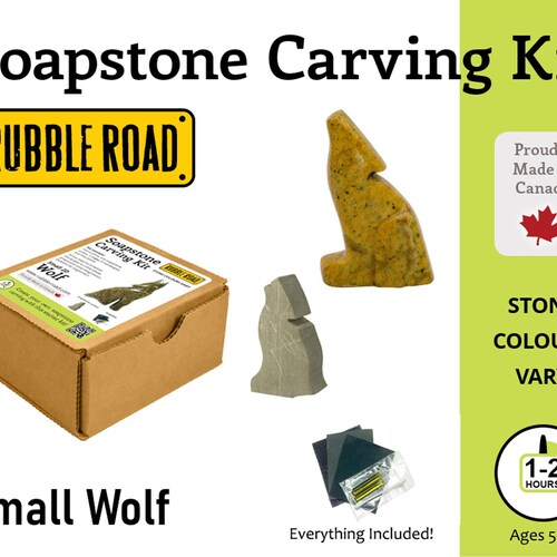 Bear & Wolf Soapstone Carving and Whittlingdiy Arts and Craft Etsy Canada