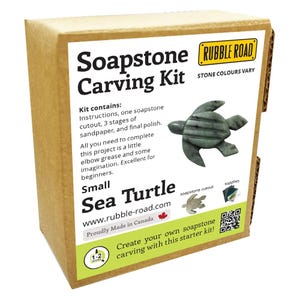 Sea Turtle Soapstone Carving Kit - SMALL- Kids and Adult Craft Kit - Carving Activity Arts and Crafts DIY