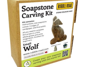 Wolf Soapstone Carving Kit: Kids & Adult DIY Craft Activity