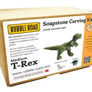T-Rex Soapstone Carving Kit - MEDIUM- Kids and Adult Craft Kit - Carving Activity Arts and Crafts DIY