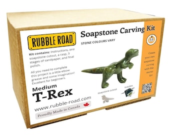 T-Rex Soapstone Carving Kit: Medium DIY Craft, Made in Canada