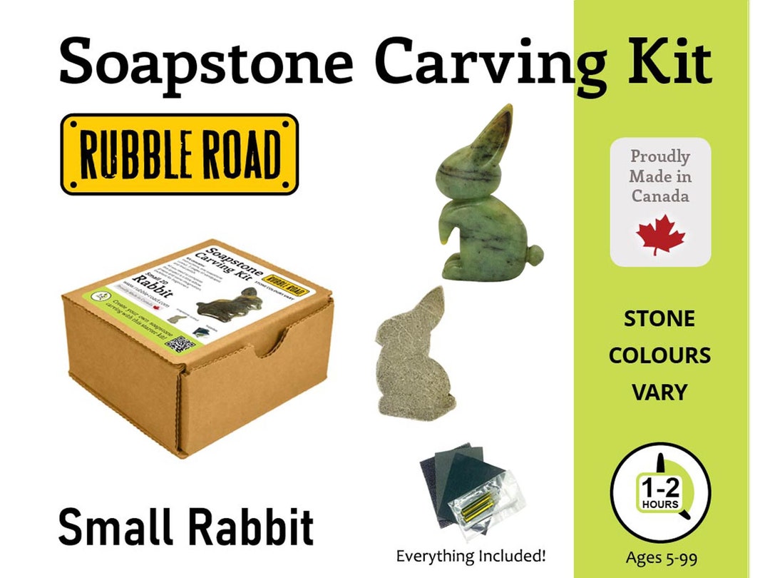 Rabbit Soapstone Carving Kit SMALL Kids and Adult Craft Kit Carving ...