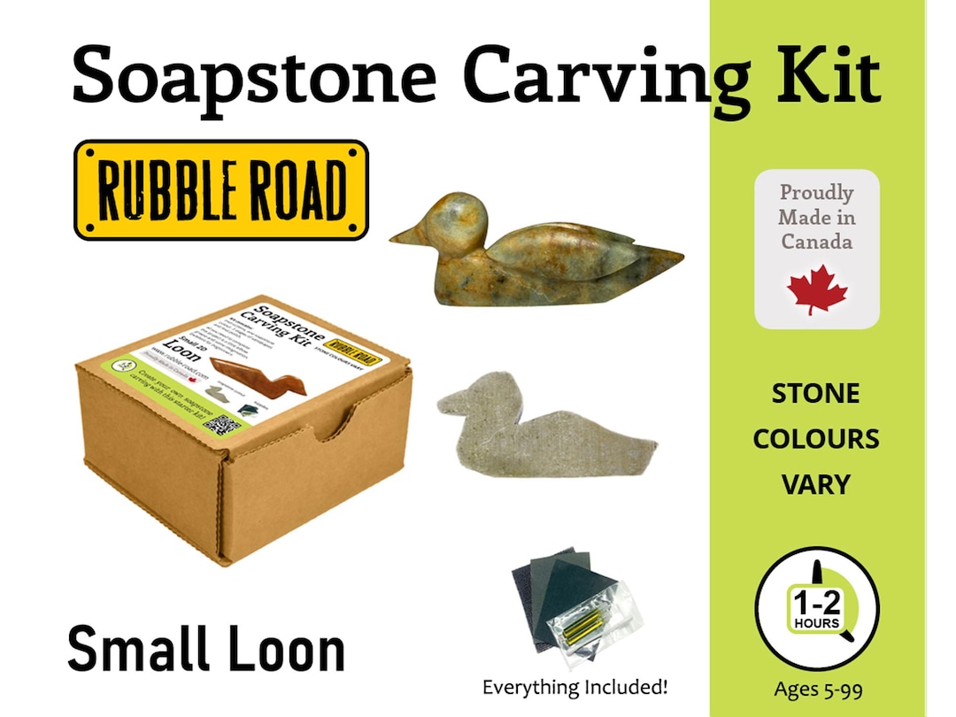 Loon Soapstone Carving Kit SMALL Kids and Adult Craft Kit Carving Activity Arts and Crafts DIY