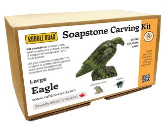 Eagle Soapstone Kit - Large- Kids Craft Kit - Carving Activity Arts and Crafts DIY