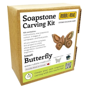 Butterfly Sculpture Soapstone Carving Kit - SMALL- Kids and Adult Craft Kit - Carving Activity Arts and Crafts DIY