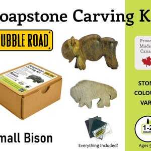 Bison Sculpture Soapstone Kit Small Kids and Adult Craft Kit Carving Activity Arts and Crafts DIY image 1