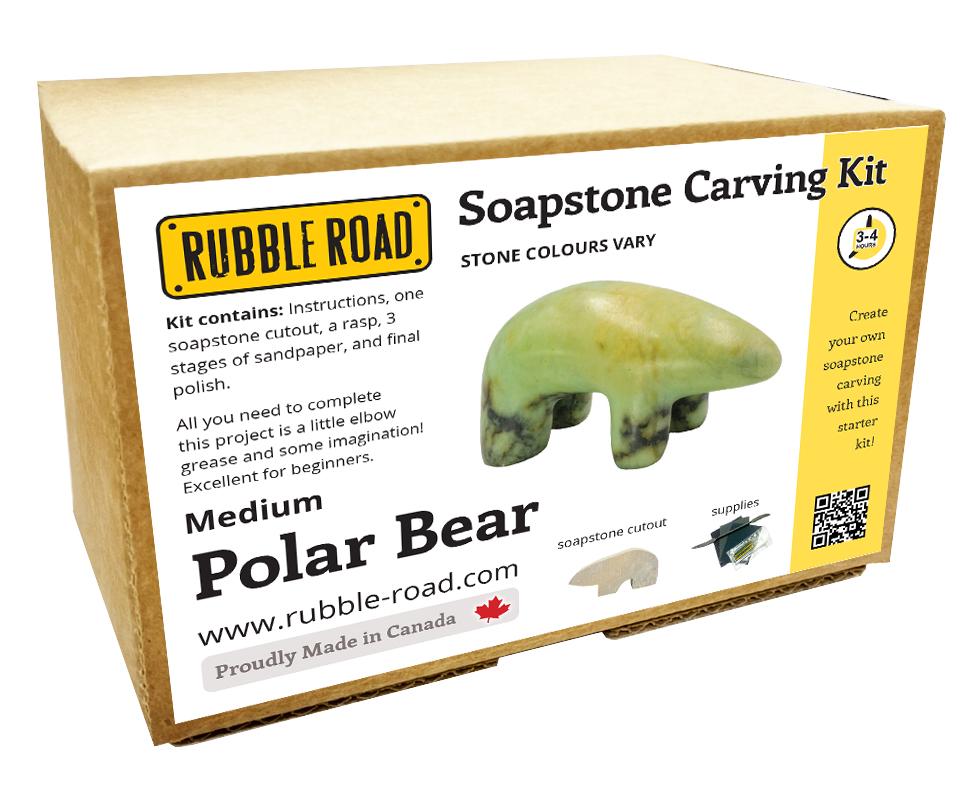 シロクマのソープストーン彫刻キット - 子供と大人のためのDIYクラフト