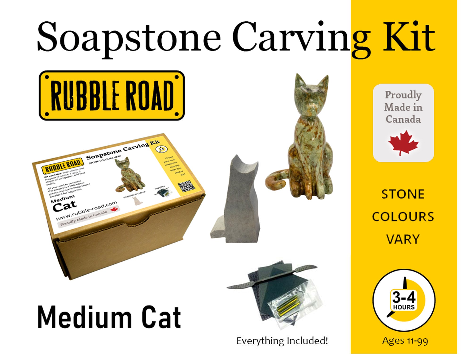 Soapstone Carving Kit - Bear + Cat 