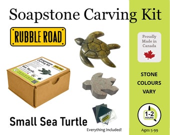 Sea Turtle Soapstone Carving Kit - SMALL- Kids and Adult Craft Kit - Carving Activity Arts and Crafts DIY