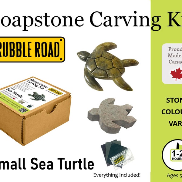 Sea Turtle Soapstone Carving Kit - SMALL- Kids and Adult Craft Kit - Carving Activity Arts and Crafts DIY