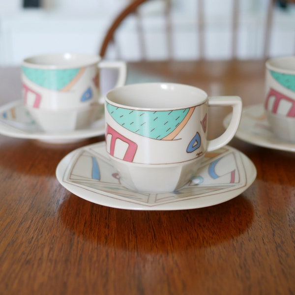 80s Vintage Rosenthal Studio line FLASH Life Coffee  Cup and Saucer by Pop Art Designer Dorothy Hafner New Condition