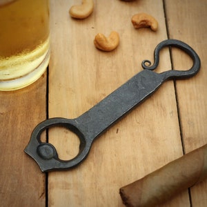 Hand Forged Legacy Bottle Opener | Blacksmith Made with Curled Handle | Custom Beer Gift for Iron Anniversary, Groomsmen, or Christmas