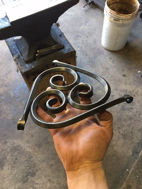 Hand Trivet Blacksmith Made Pot Holder Rustic Tool Etsy