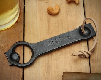 Six Tally Bottle Opener | Hand Forged 6th Year Iron Anniversary Gift for Him, Boyfriend, or Husband | Small Gift Idea
