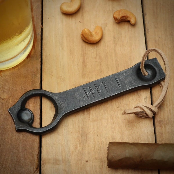 Six Tally Bottle Opener | Hand Forged 6th Year Iron Anniversary Gift for Him, Boyfriend, or Husband | Small Gift Idea