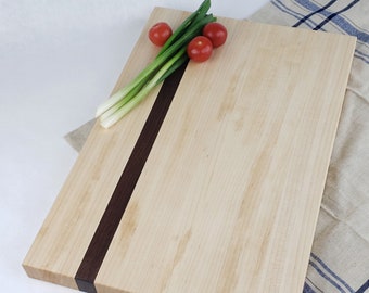 Maple with Walnut Accent Cutting Board, Chopping Board, Butchers Block, Large, Cheese Board, Edge Grain, Canada, Free Shipping