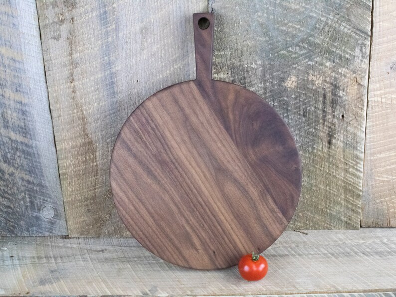 Walnut Paddle Cheese Board Round Charcuterie Platter Pizza Etsy
