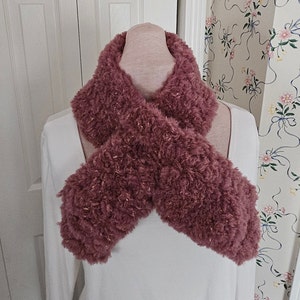 New Item! Winter Keyhole Scarf Sale! Faux Fur Keyhole Scarf Nebula Faux Fur Scarf, Handmade Faux Fur Scarf, Faux Fur Rose with Gold Glitter!