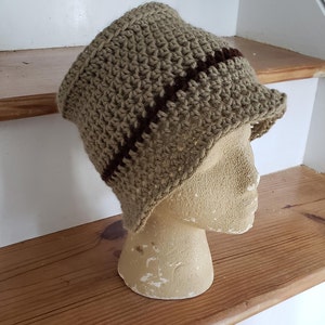 New Item! Bucket Hat, Handmade Bucket Hat, Crochet Bucket Hat, Brown/Taupe Stripe Bucket Hat, Best Seller Hats,  PiercesCountryGoods