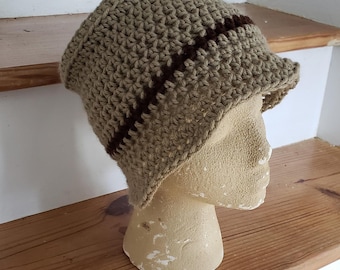 Bucket Hat Brown Neutral Crochet Sun Hat Cotton Unisex  display picture 1