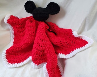 New Item! Summer Baby Gift Mickey Mouse with Tail Crochet Lovey, Mickey Mouse Security Blanket, Best Toddler Gift, Baby Prop, Country Goods