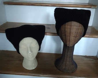 New Item! Cat Hat with Ears, Cat Beanie, Handmade Cat Beanie, Cat Ear Hats, Crocheted Cat Hats with Ears, Best Seller