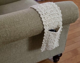 New Item! Dual Remote Caddy, Cell Phone/Remote Holder, Couch Gift Handmade Remote Holder, Off White Armchair/Couch Remote Holder, Home Decor