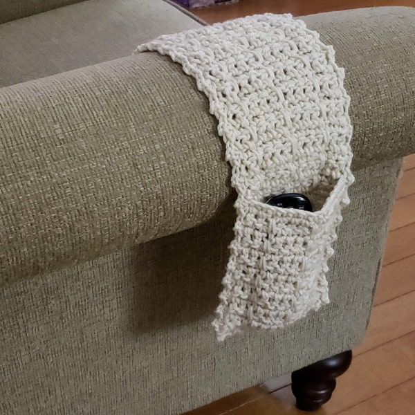 New Item! Dual Remote Caddy, Cell Phone/Remote Holder, Couch Gift Handmade Crocheted Remote Holder, Off White Armchair/Couch Remote Holder