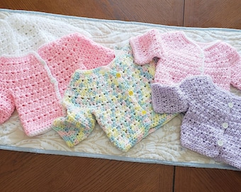 New Item! Valentine Sale! Baby Sweaters, Newborn Sweaters, Long Sleeved Baby Sweaters, Crochet Button Baby Assorted Colors Sweaters