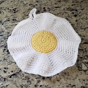 New Item! Fried Egg Pot Holder, Holiday Cotton Egg Potholder, Kitchen Deco, Handmade Cotton Fried Egg Potholder, Best Seller, Country Goods